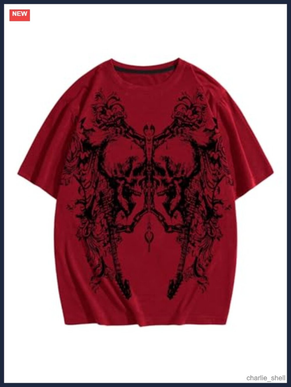 Mens Gothic Graphic Tee Short Sleeve Y2K Crewneck Shirt Streetwear